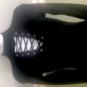 Planet Gold mock black turtleneck